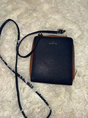 Kedzie Navy and Brown Two-Tone Compact Crossbody Bag